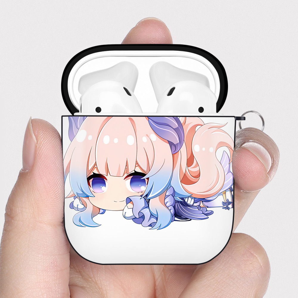 げんし神 珊瑚宮心海 サンゴノミヤ・ココミ genshin Sangonomiya Kokomi AirPods 第2世代保護ケース ハードシェル ブラック 耐衝撃・防指紋・カラビナ付き