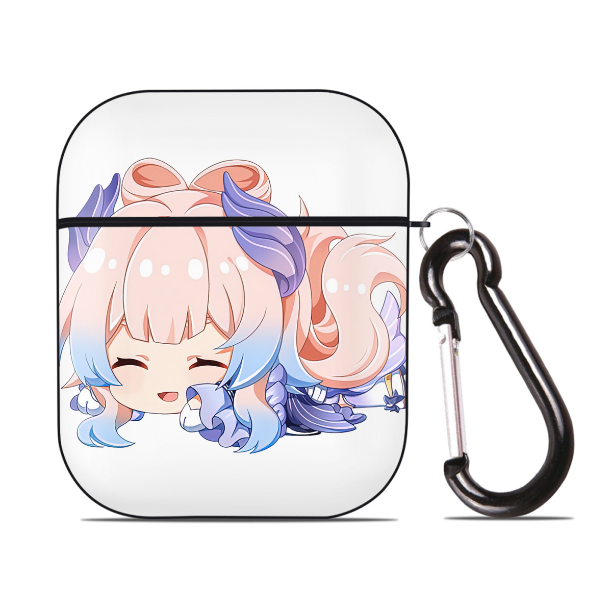 げんし神 珊瑚宮心海 サンゴノミヤ・ココミ genshin Sangonomiya Kokomi AirPods 第2世代保護ケース ハードシェル ブラック 耐衝撃・防指紋・カラビナ付き