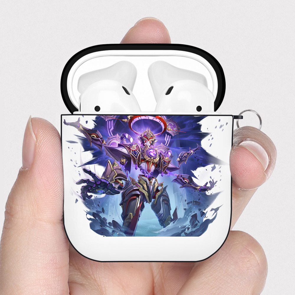 げんし神 さんペい genshin Sanpei AirPods 第2世代保護ケース ハードシェル ブラック 耐衝撃・防指紋・カラビナ付き