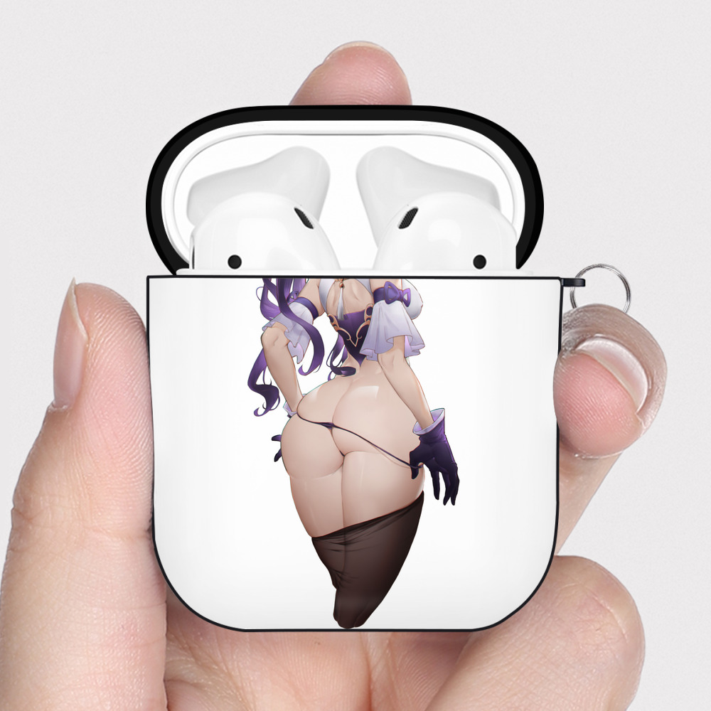 げんし神 刻晴 こくせい genshin Kokusei AirPods 第2世代保護ケース ハードシェル ブラック 耐衝撃・防指紋・カラビナ付き