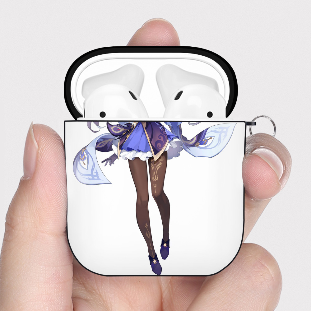 げんし神 刻晴 こくせい genshin Kokusei AirPods 第2世代保護ケース ハードシェル ブラック 耐衝撃・防指紋・カラビナ付き