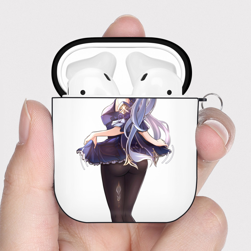 げんし神 刻晴 こくせい genshin Kokusei AirPods 第2世代保護ケース ハードシェル ブラック 耐衝撃・防指紋・カラビナ付き
