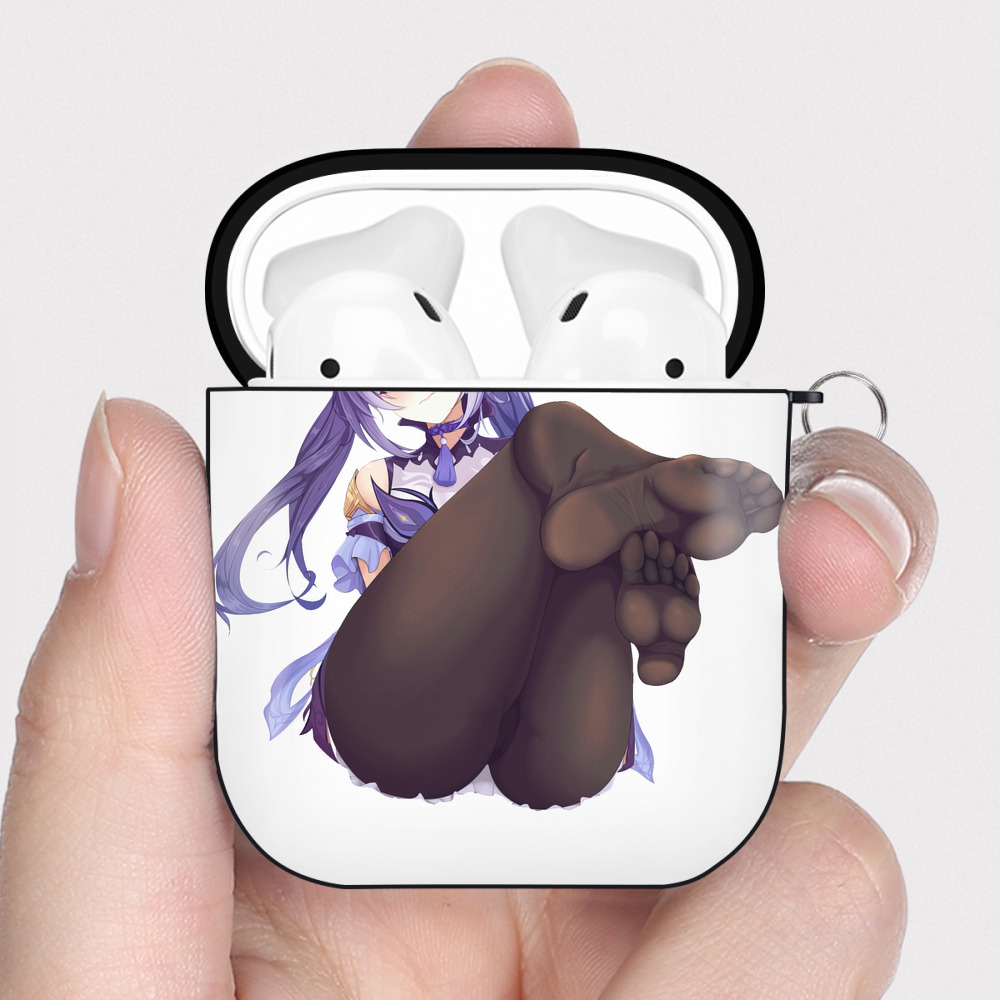 げんし神 刻晴 こくせい genshin Kokusei AirPods 第2世代保護ケース ハードシェル ブラック 耐衝撃・防指紋・カラビナ付き