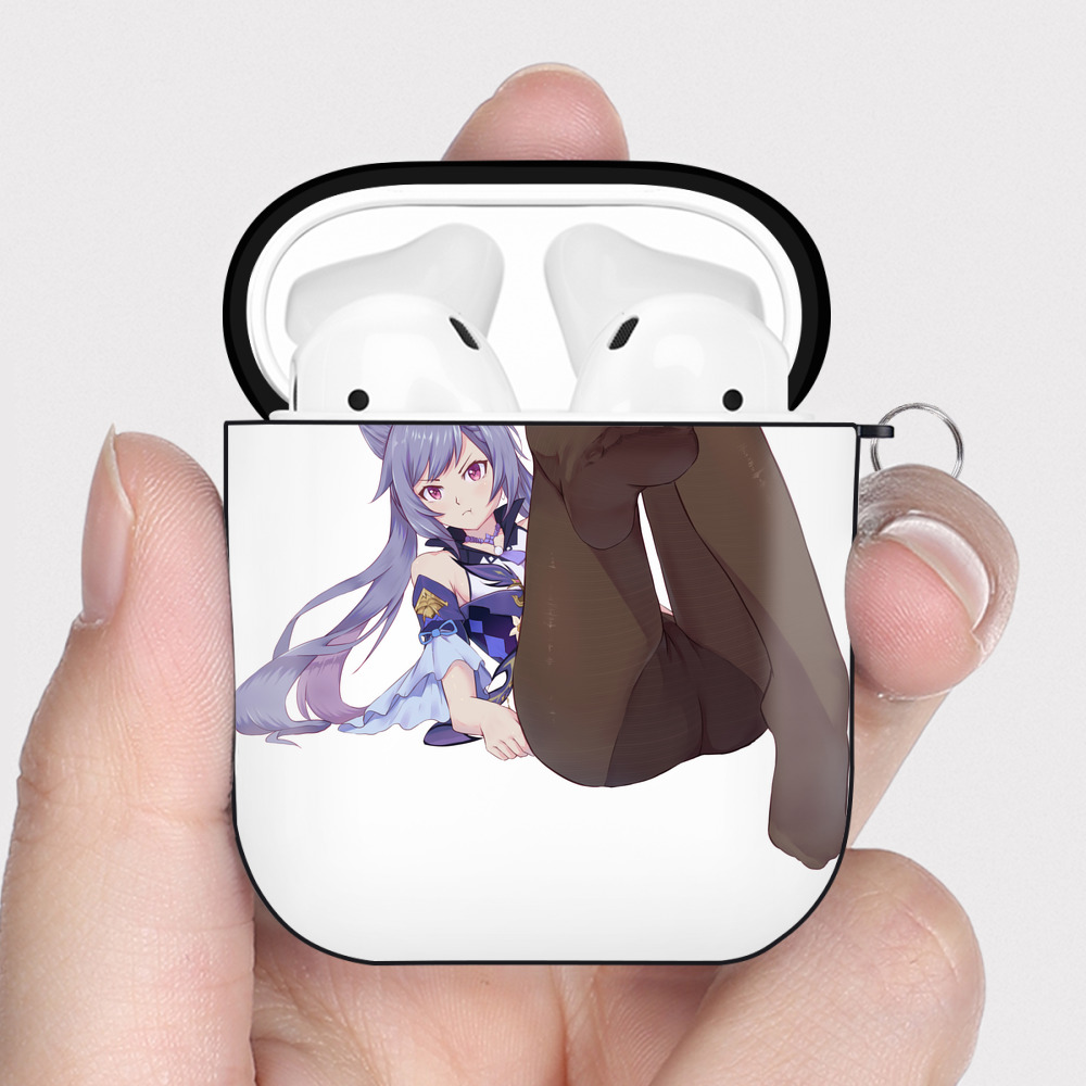 げんし神 刻晴 こくせい genshin Kokusei AirPods 第2世代保護ケース ハードシェル ブラック 耐衝撃・防指紋・カラビナ付き