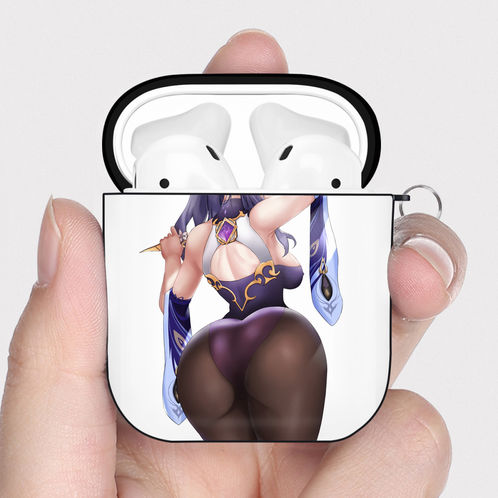 げんし神 刻晴 こくせい genshin Kokusei AirPods 第2世代保護ケース ハードシェル ブラック 耐衝撃・防指紋・カラビナ付き