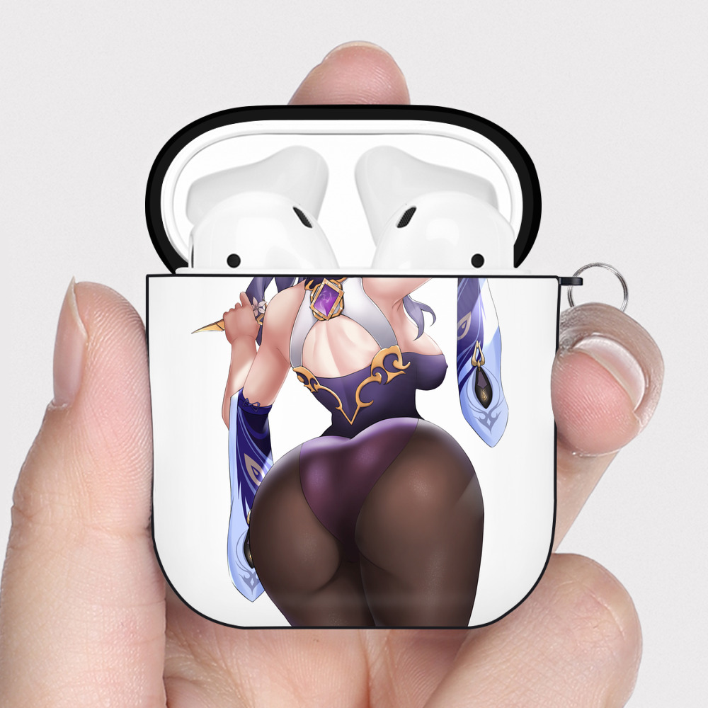 げんし神 刻晴 こくせい genshin Kokusei AirPods 第2世代保護ケース ハードシェル ブラック 耐衝撃・防指紋・カラビナ付き