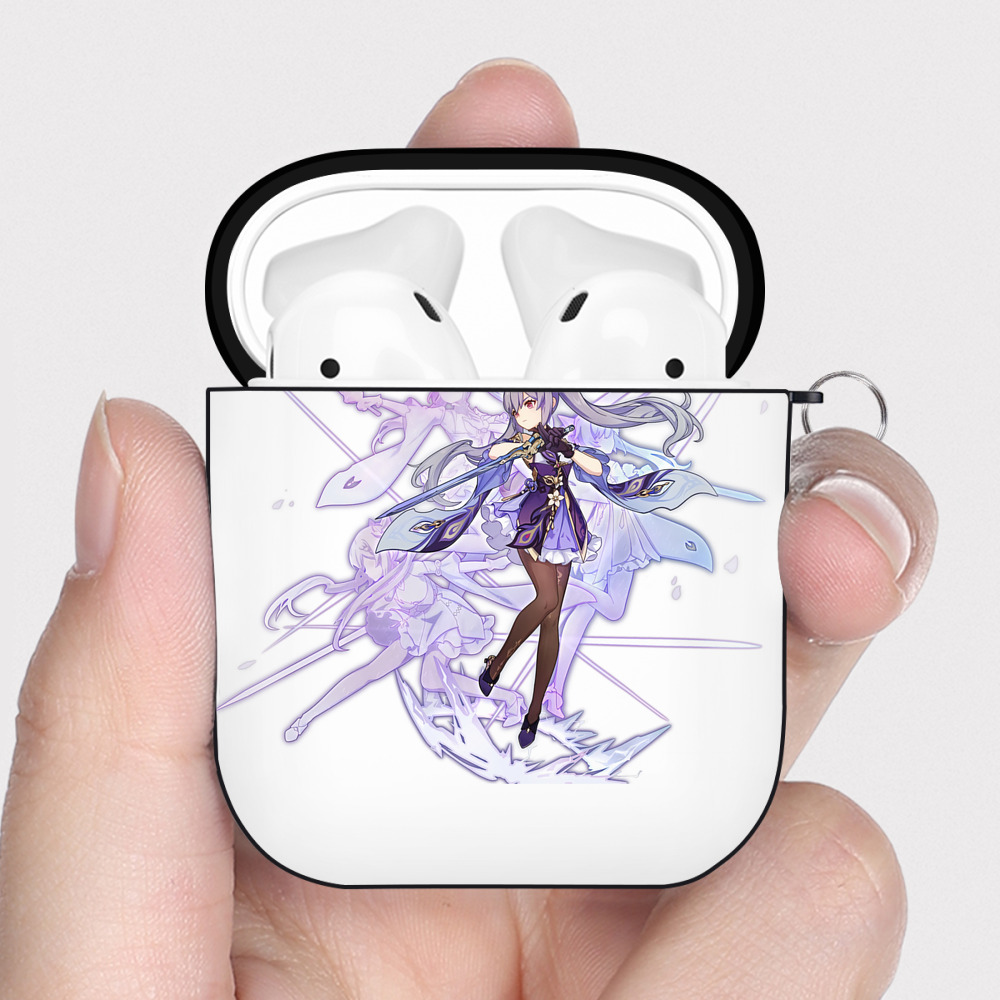 げんし神 刻晴 こくせい genshin Kokusei AirPods 第2世代保護ケース ハードシェル ブラック 耐衝撃・防指紋・カラビナ付き