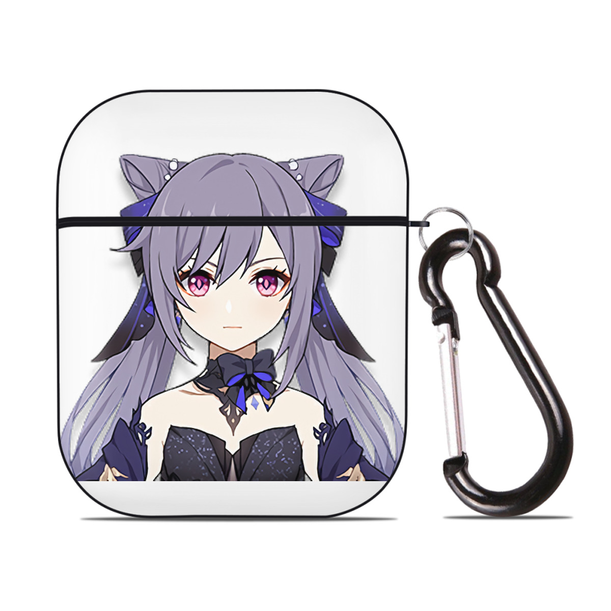 げんし神 刻晴 こくせい genshin Kokusei AirPods 第2世代保護ケース ハードシェル ブラック 耐衝撃・防指紋・カラビナ付き