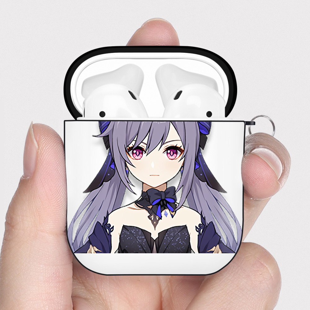 げんし神 刻晴 こくせい genshin Kokusei AirPods 第2世代保護ケース ハードシェル ブラック 耐衝撃・防指紋・カラビナ付き