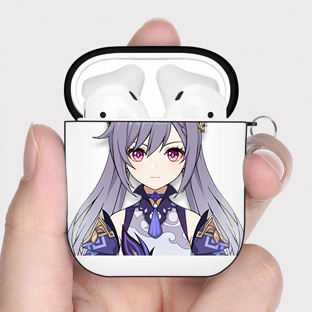 げんし神 刻晴 こくせい genshin Kokusei AirPods 第2世代保護ケース ハードシェル ブラック 耐衝撃・防指紋・カラビナ付き