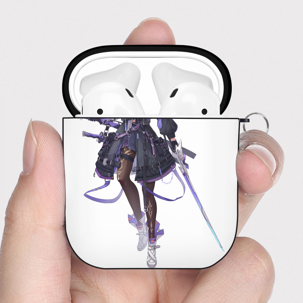 げんし神 刻晴 こくせい genshin Kokusei AirPods 第2世代保護ケース ハードシェル ブラック 耐衝撃・防指紋・カラビナ付き