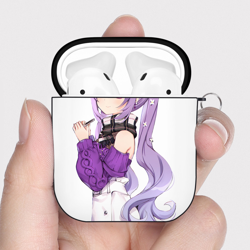 げんし神 刻晴 こくせい genshin Kokusei AirPods 第2世代保護ケース ハードシェル ブラック 耐衝撃・防指紋・カラビナ付き