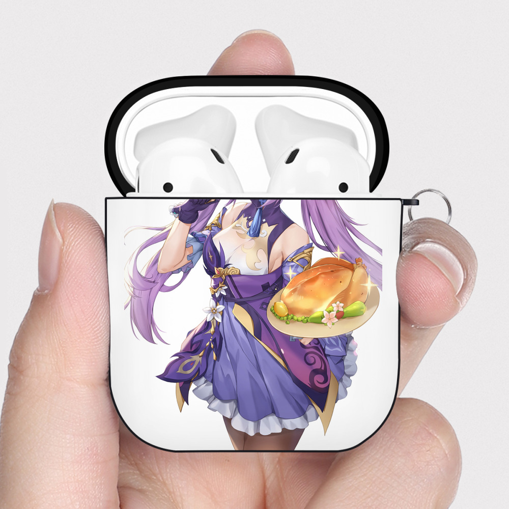 げんし神 刻晴 こくせい genshin Kokusei AirPods 第2世代保護ケース ハードシェル ブラック 耐衝撃・防指紋・カラビナ付き