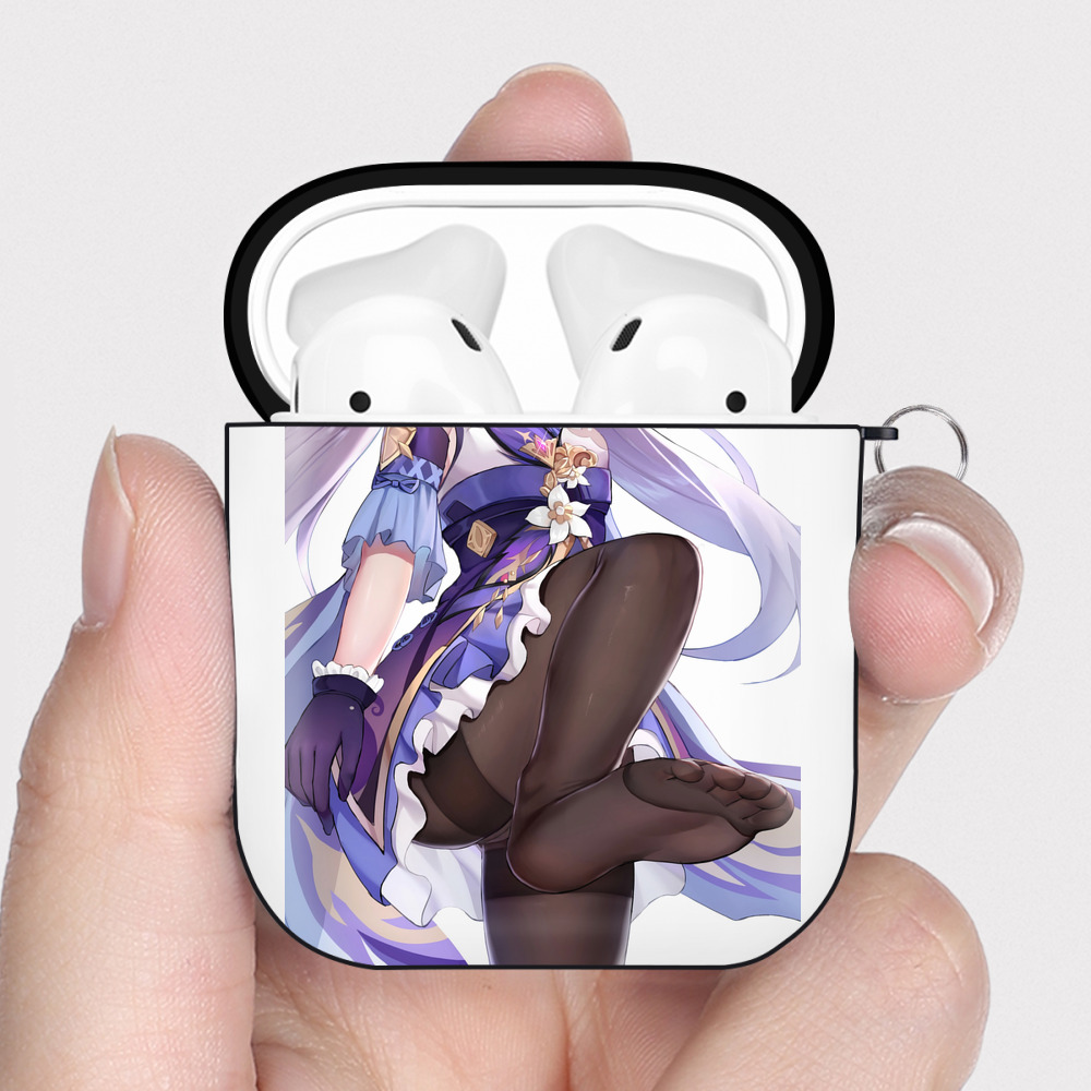 げんし神 刻晴 こくせい genshin Kokusei AirPods 第2世代保護ケース ハードシェル ブラック 耐衝撃・防指紋・カラビナ付き