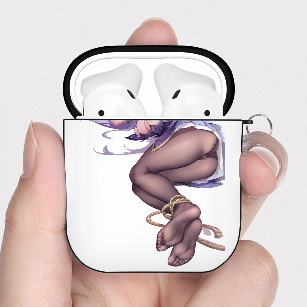 げんし神 刻晴 こくせい genshin Kokusei AirPods 第2世代保護ケース ハードシェル ブラック 耐衝撃・防指紋・カラビナ付き