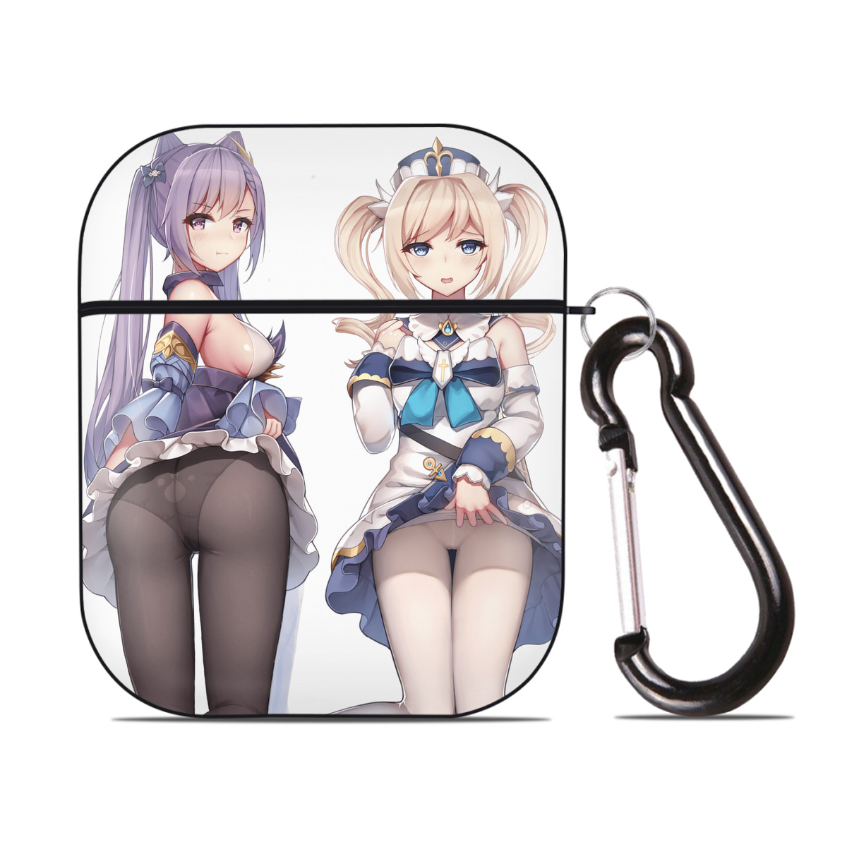 げんし神 刻晴 こくせい genshin Kokusei AirPods 第2世代保護ケース ハードシェル ブラック 耐衝撃・防指紋・カラビナ付き