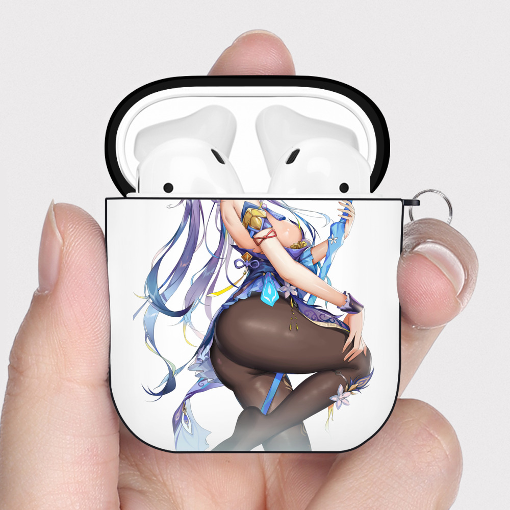げんし神 刻晴 こくせい genshin Kokusei AirPods 第2世代保護ケース ハードシェル ブラック 耐衝撃・防指紋・カラビナ付き