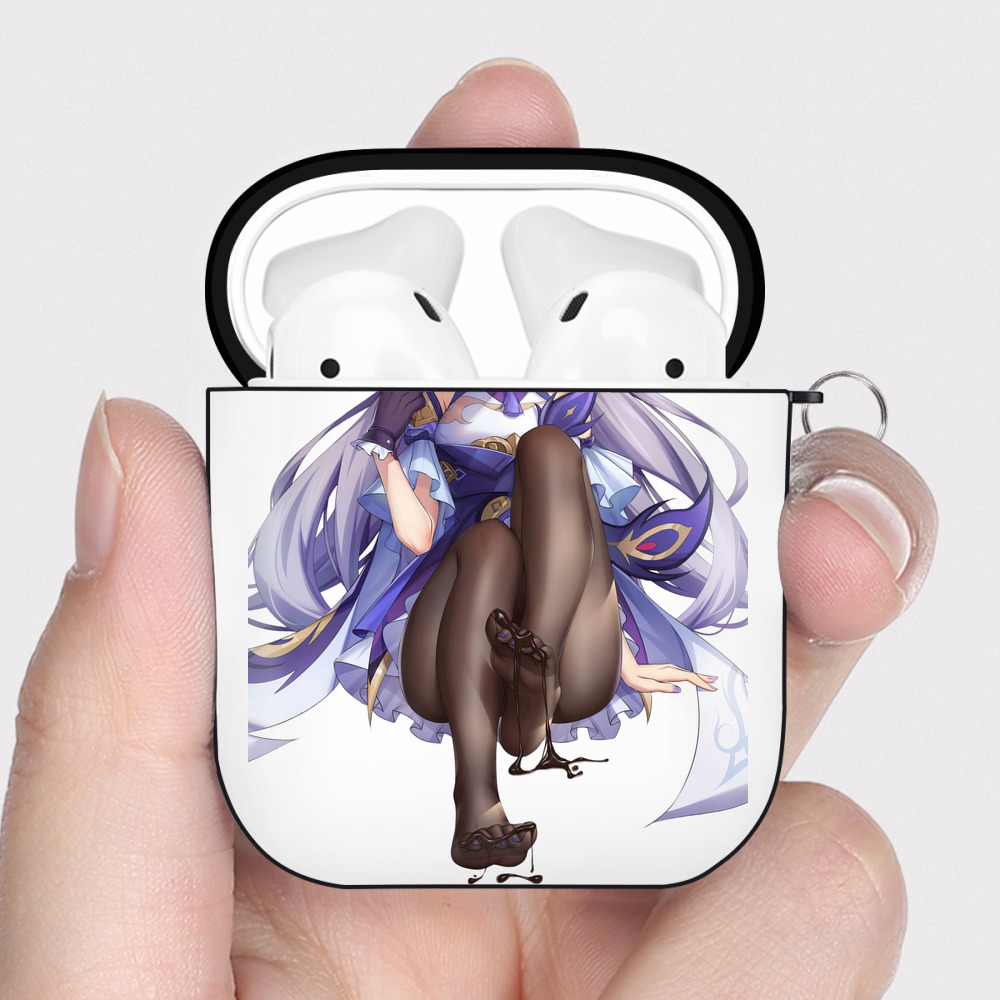 げんし神 刻晴 こくせい genshin Kokusei AirPods 第2世代保護ケース ハードシェル ブラック 耐衝撃・防指紋・カラビナ付き