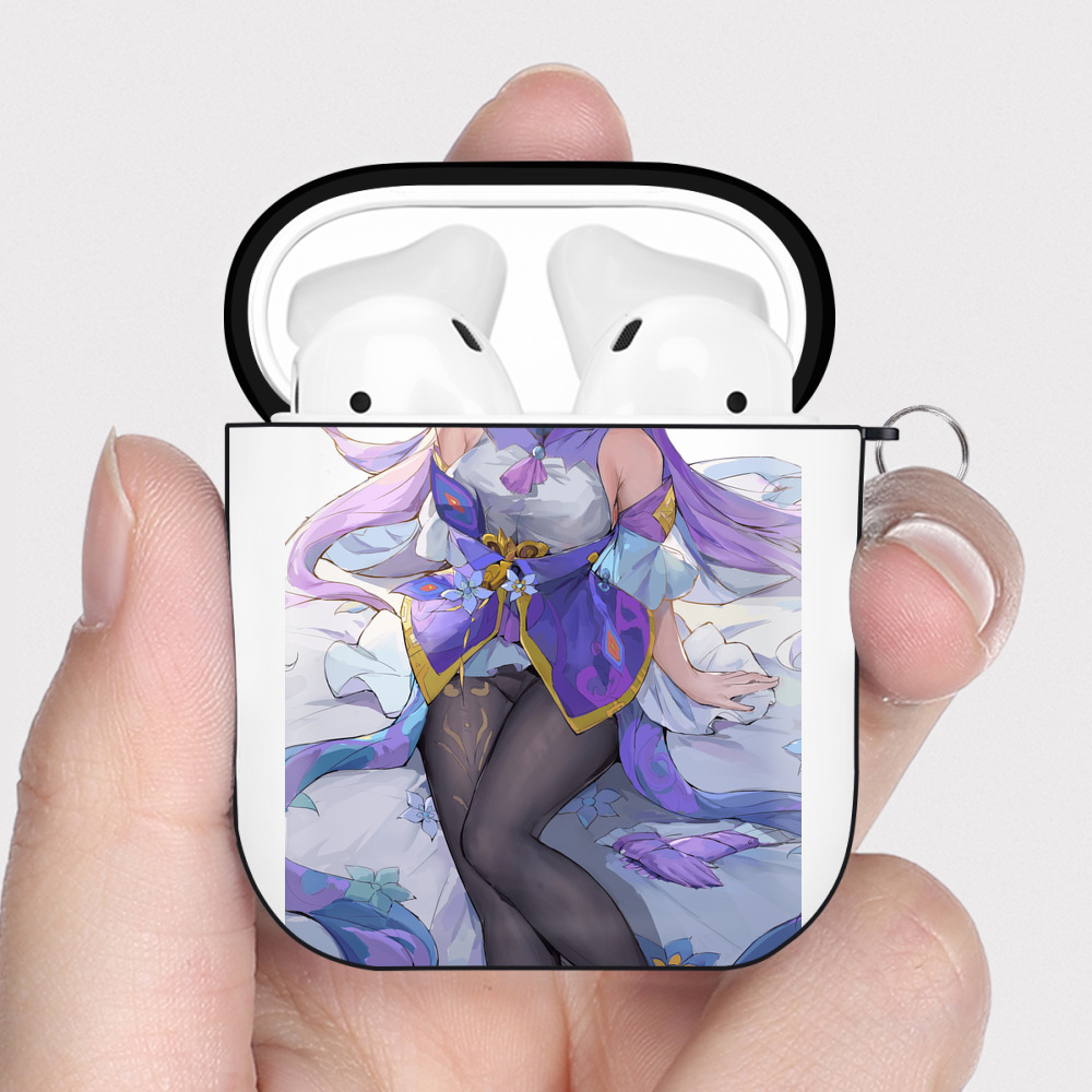 げんし神 刻晴 こくせい genshin Kokusei AirPods 第2世代保護ケース ハードシェル ブラック 耐衝撃・防指紋・カラビナ付き
