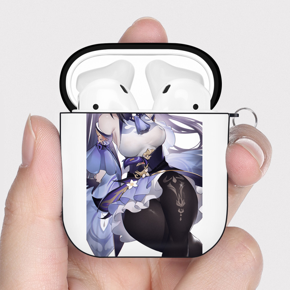 げんし神 刻晴 こくせい genshin Kokusei AirPods 第2世代保護ケース ハードシェル ブラック 耐衝撃・防指紋・カラビナ付き