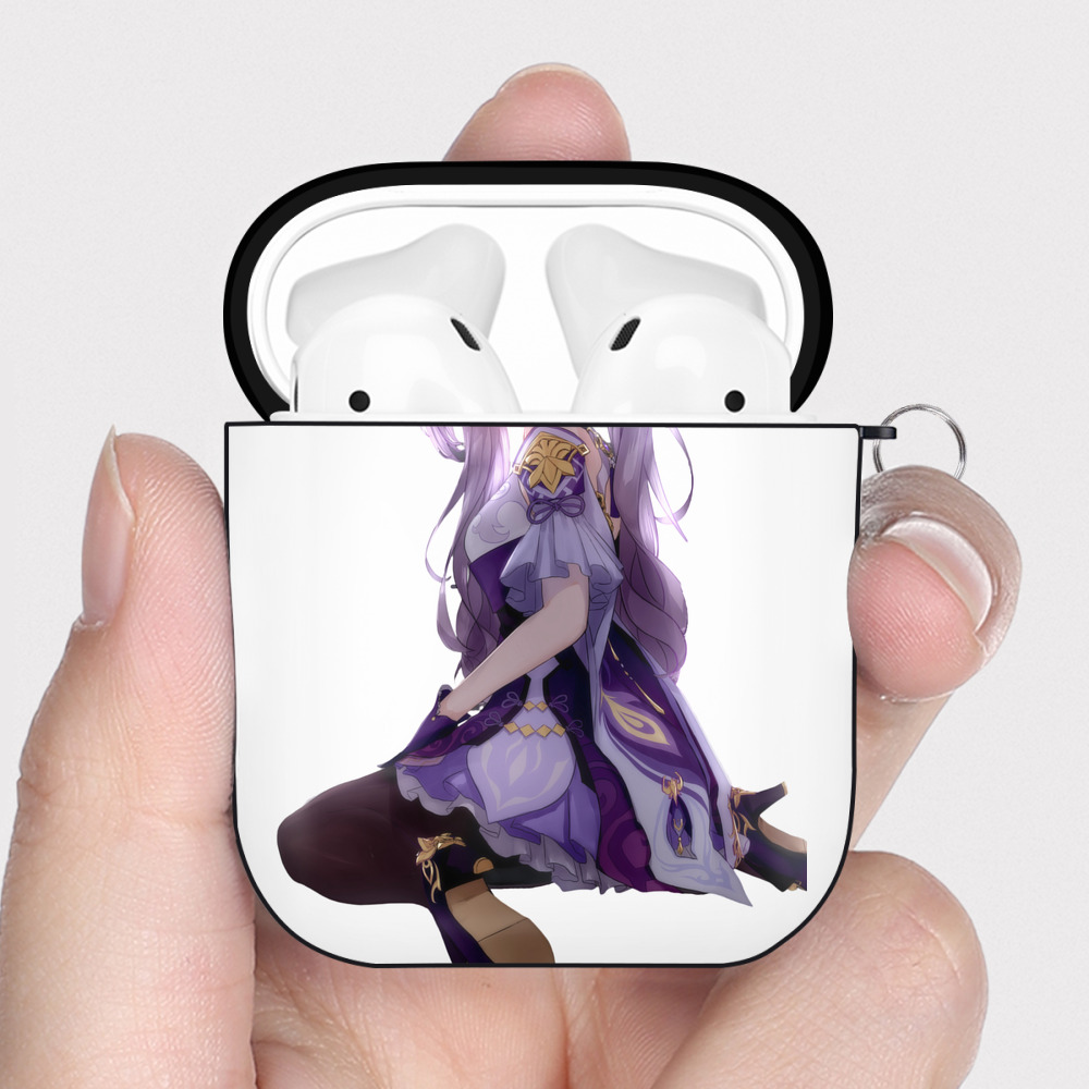 げんし神 刻晴 こくせい genshin Kokusei AirPods 第2世代保護ケース ハードシェル ブラック 耐衝撃・防指紋・カラビナ付き