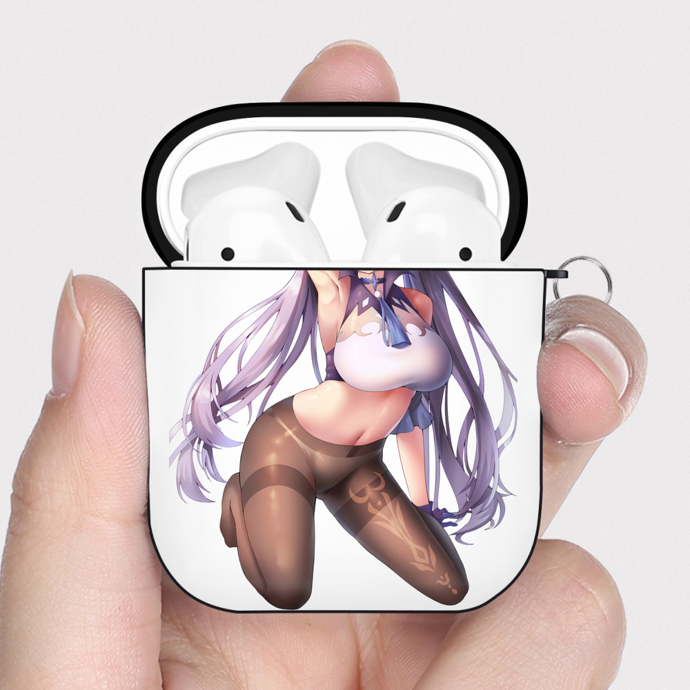 げんし神 刻晴 こくせい genshin Kokusei AirPods 第2世代保護ケース ハードシェル ブラック 耐衝撃・防指紋・カラビナ付き
