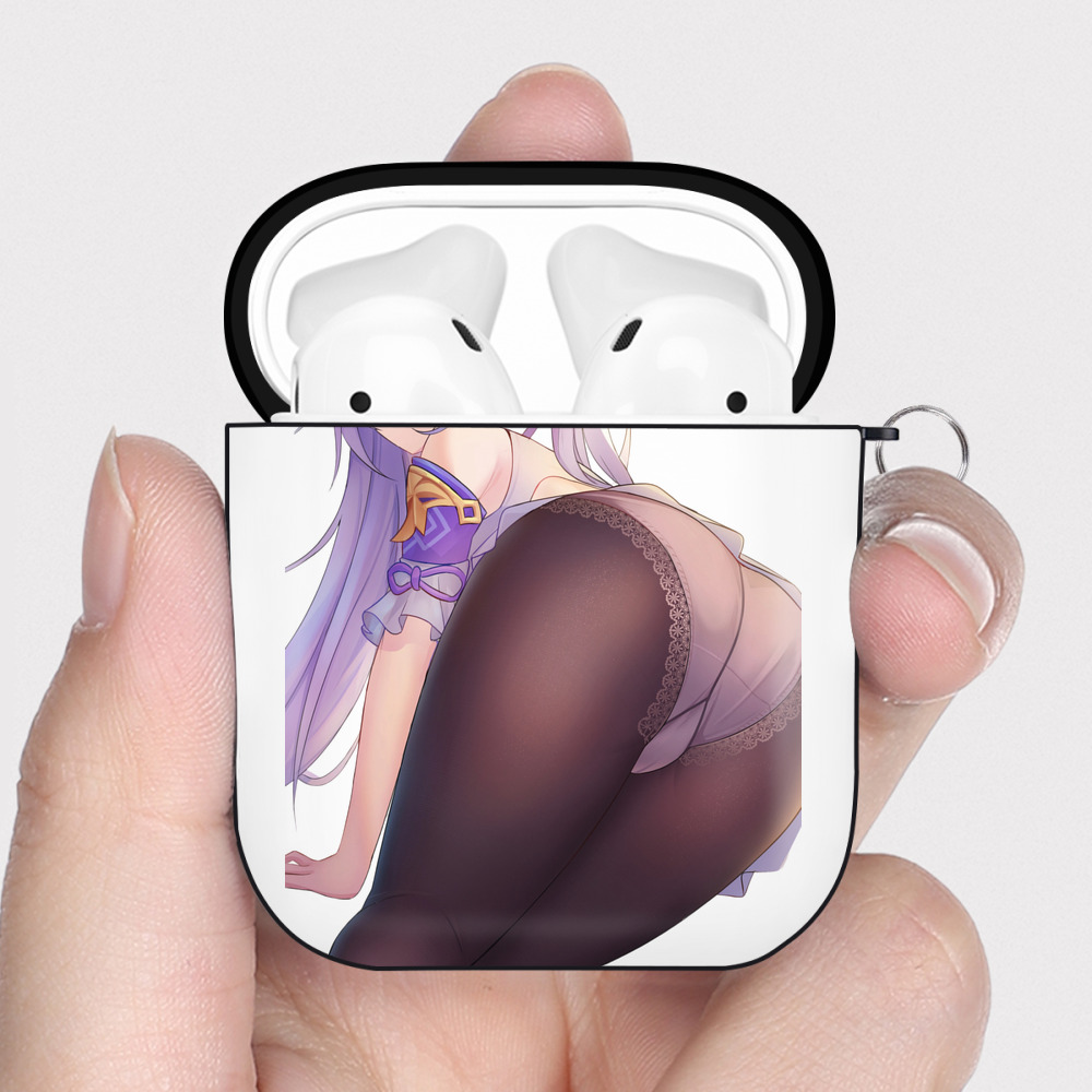 げんし神 刻晴 こくせい genshin Kokusei AirPods 第2世代保護ケース ハードシェル ブラック 耐衝撃・防指紋・カラビナ付き