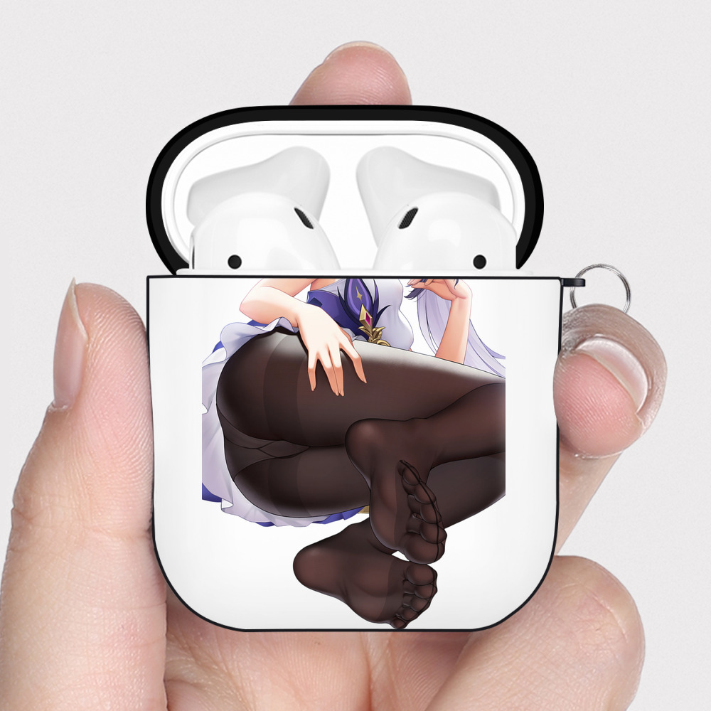 げんし神 刻晴 こくせい genshin Kokusei AirPods 第2世代保護ケース ハードシェル ブラック 耐衝撃・防指紋・カラビナ付き