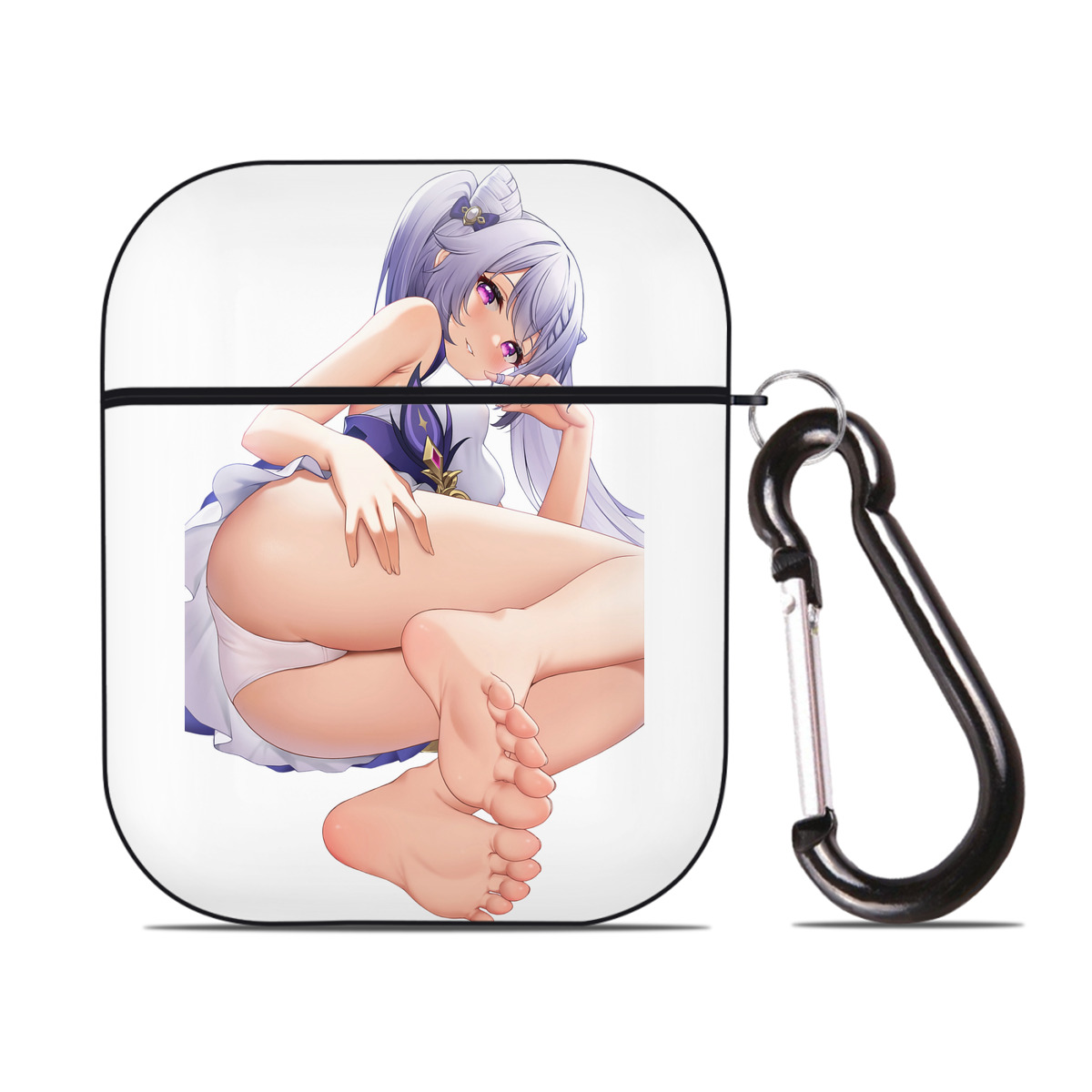 げんし神 刻晴 こくせい genshin Kokusei AirPods 第2世代保護ケース ハードシェル ブラック 耐衝撃・防指紋・カラビナ付き