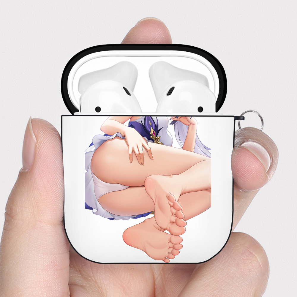げんし神 刻晴 こくせい genshin Kokusei AirPods 第2世代保護ケース ハードシェル ブラック 耐衝撃・防指紋・カラビナ付き