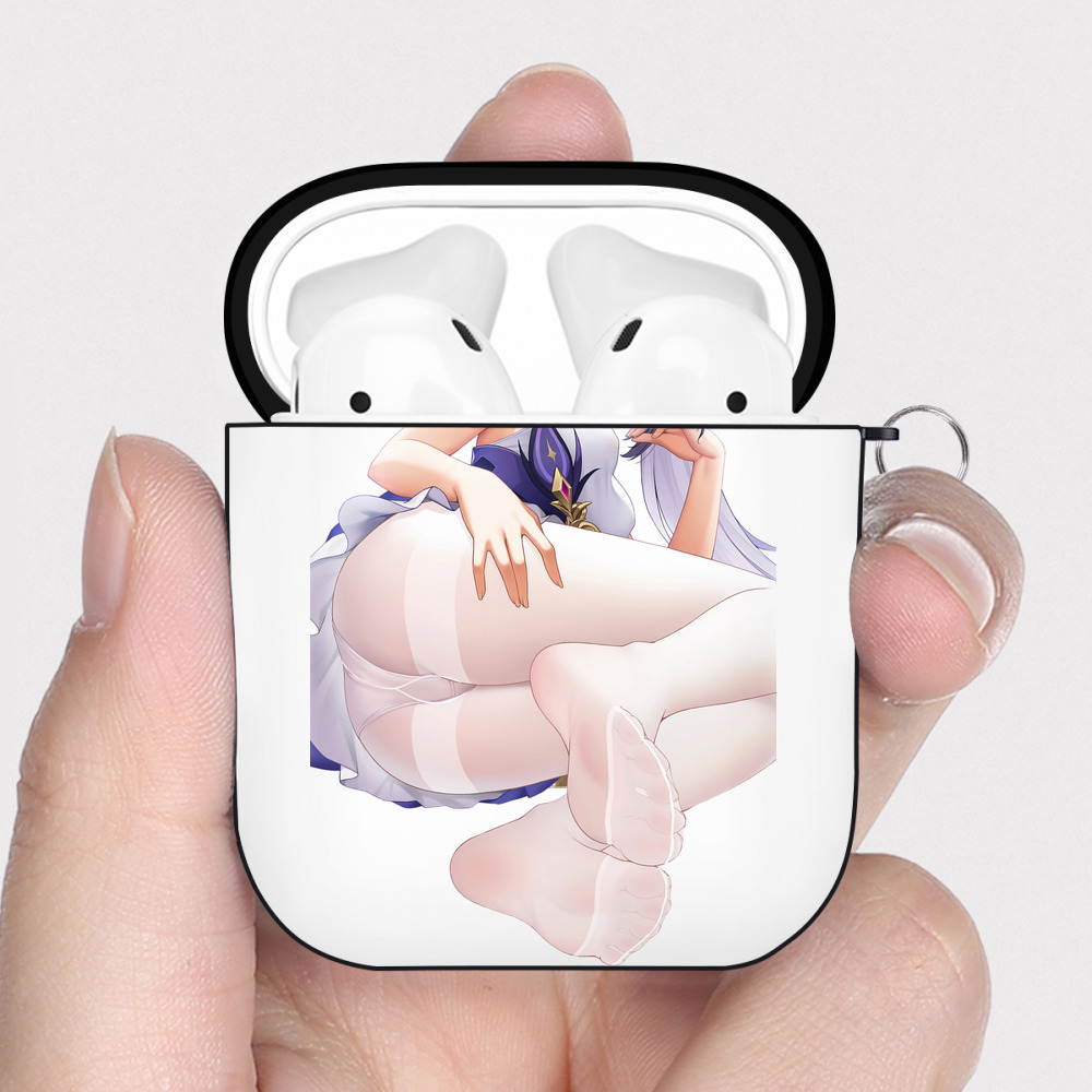 げんし神 刻晴 こくせい genshin Kokusei AirPods 第2世代保護ケース ハードシェル ブラック 耐衝撃・防指紋・カラビナ付き
