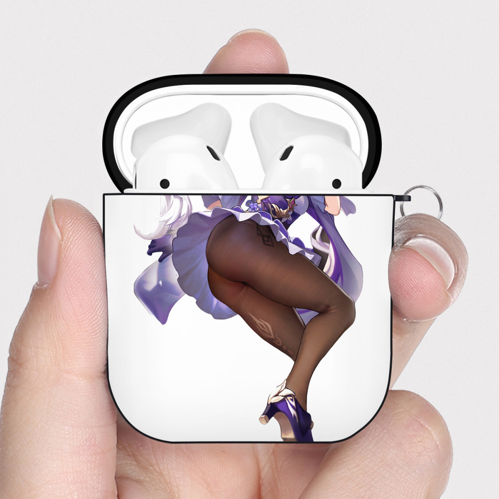 げんし神 刻晴 こくせい genshin Kokusei AirPods 第2世代保護ケース ハードシェル ブラック 耐衝撃・防指紋・カラビナ付き