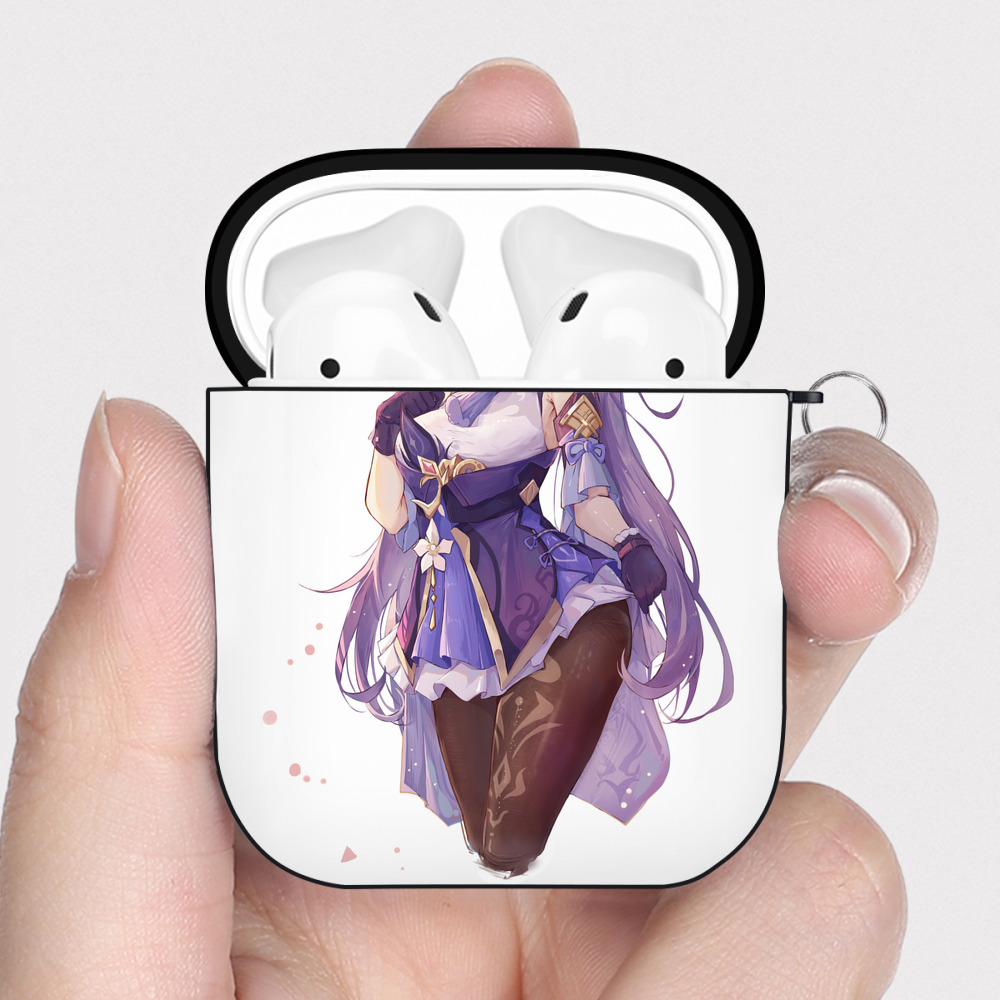 げんし神 刻晴 こくせい genshin Kokusei AirPods 第2世代保護ケース ハードシェル ブラック 耐衝撃・防指紋・カラビナ付き