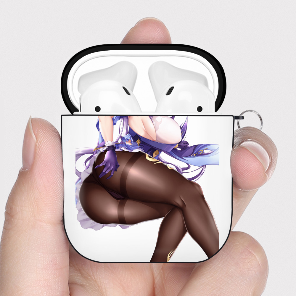 げんし神 刻晴 こくせい genshin Kokusei AirPods 第2世代保護ケース ハードシェル ブラック 耐衝撃・防指紋・カラビナ付き