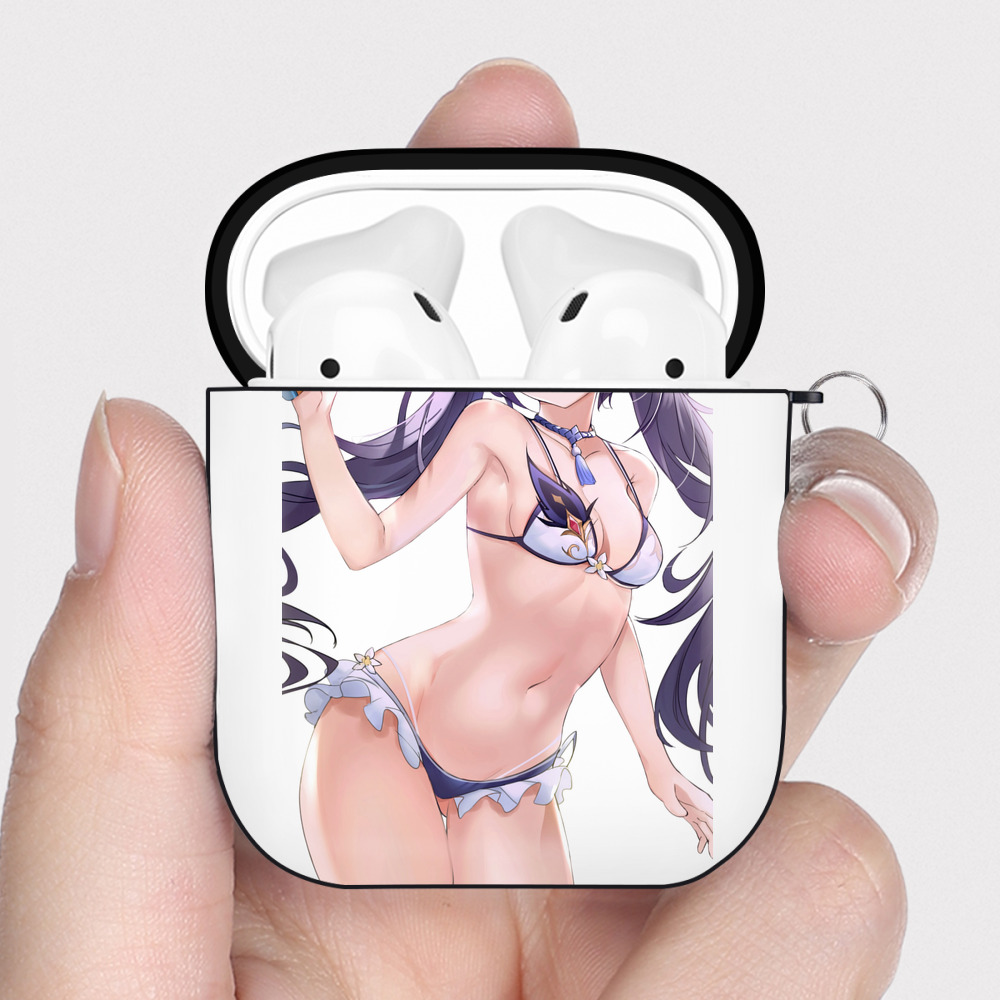 げんし神 刻晴 こくせい genshin Kokusei AirPods 第2世代保護ケース ハードシェル ブラック 耐衝撃・防指紋・カラビナ付き