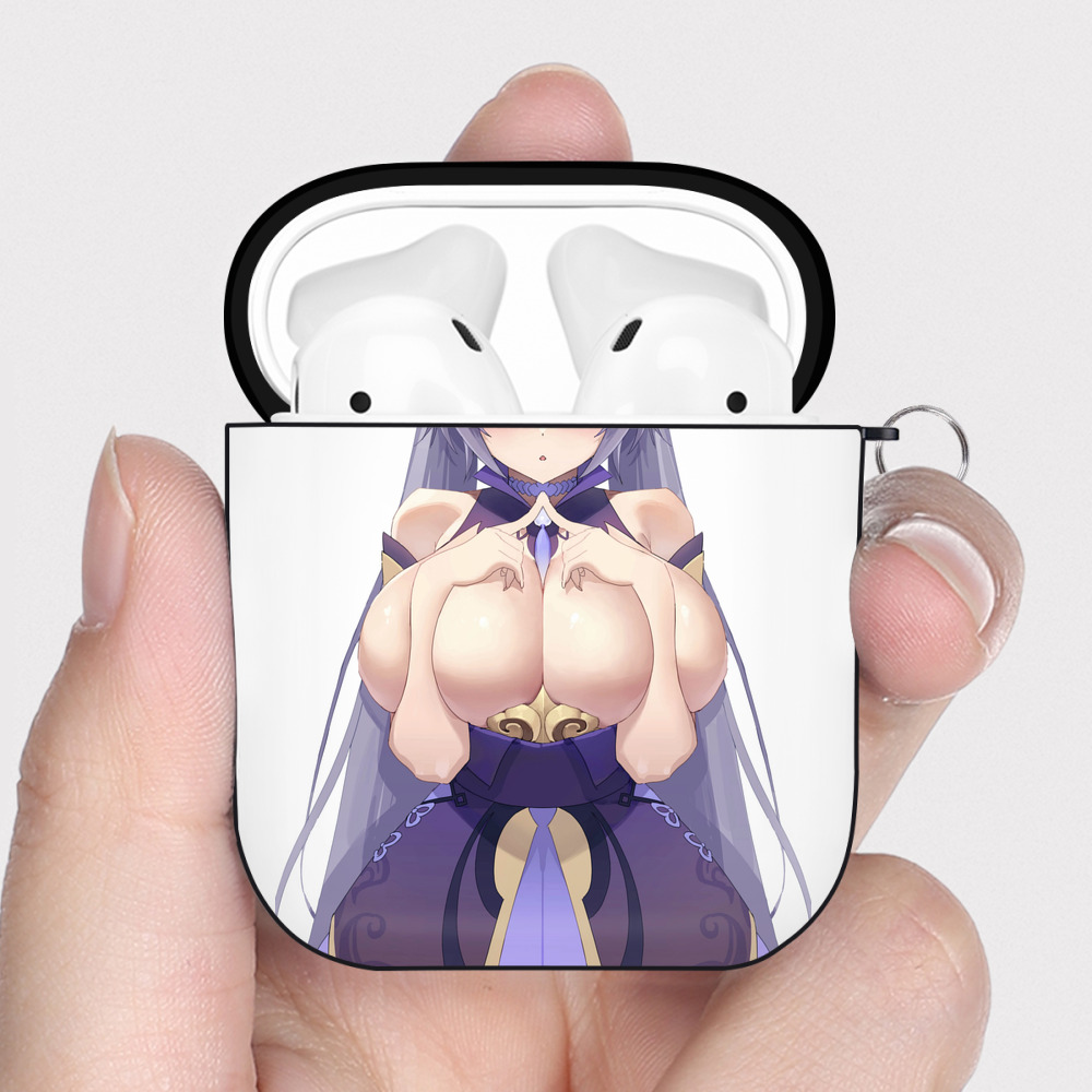 げんし神 刻晴 こくせい genshin Kokusei AirPods 第2世代保護ケース ハードシェル ブラック 耐衝撃・防指紋・カラビナ付き