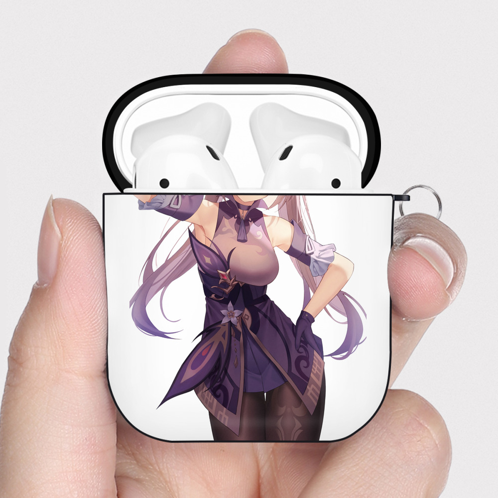 げんし神 刻晴 こくせい genshin Kokusei AirPods 第2世代保護ケース ハードシェル ブラック 耐衝撃・防指紋・カラビナ付き
