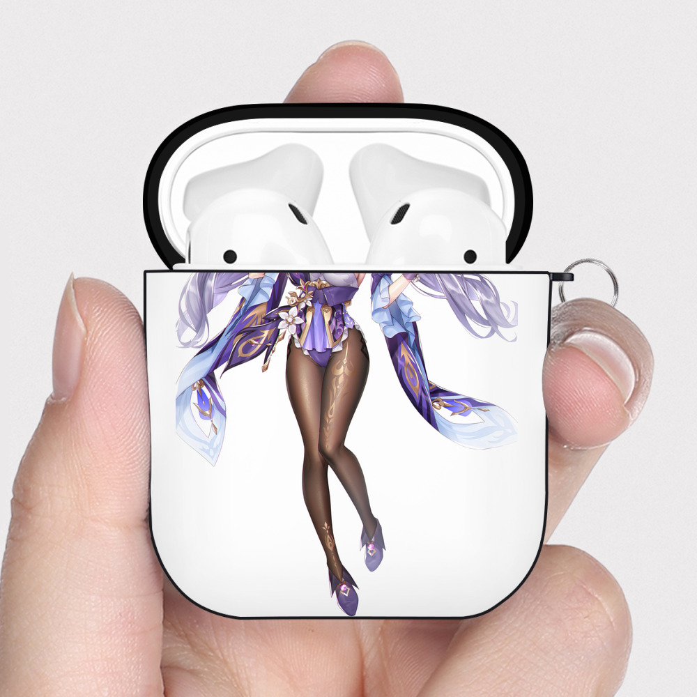 げんし神 刻晴 こくせい genshin Kokusei AirPods 第2世代保護ケース ハードシェル ブラック 耐衝撃・防指紋・カラビナ付き