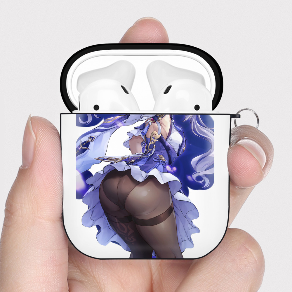 げんし神 刻晴 こくせい genshin Kokusei AirPods 第2世代保護ケース ハードシェル ブラック 耐衝撃・防指紋・カラビナ付き