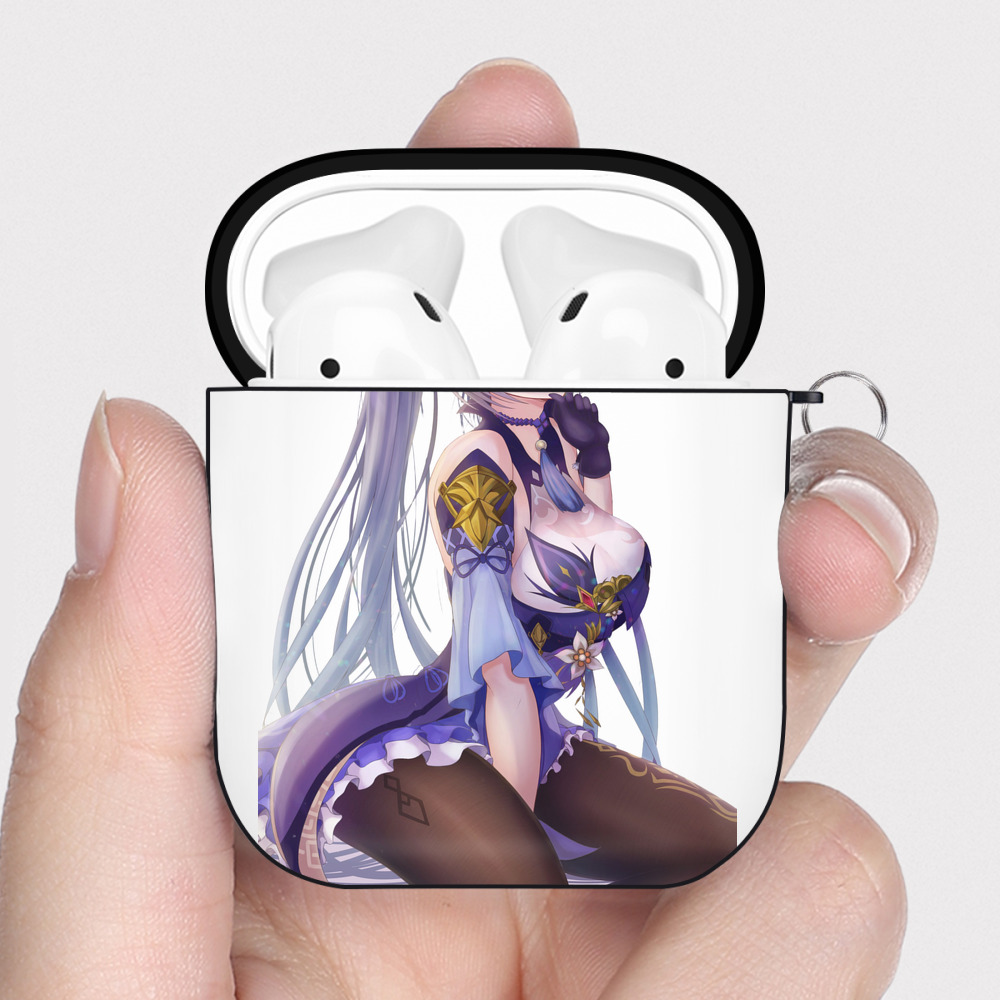 げんし神 刻晴 こくせい genshin Kokusei AirPods 第2世代保護ケース ハードシェル ブラック 耐衝撃・防指紋・カラビナ付き