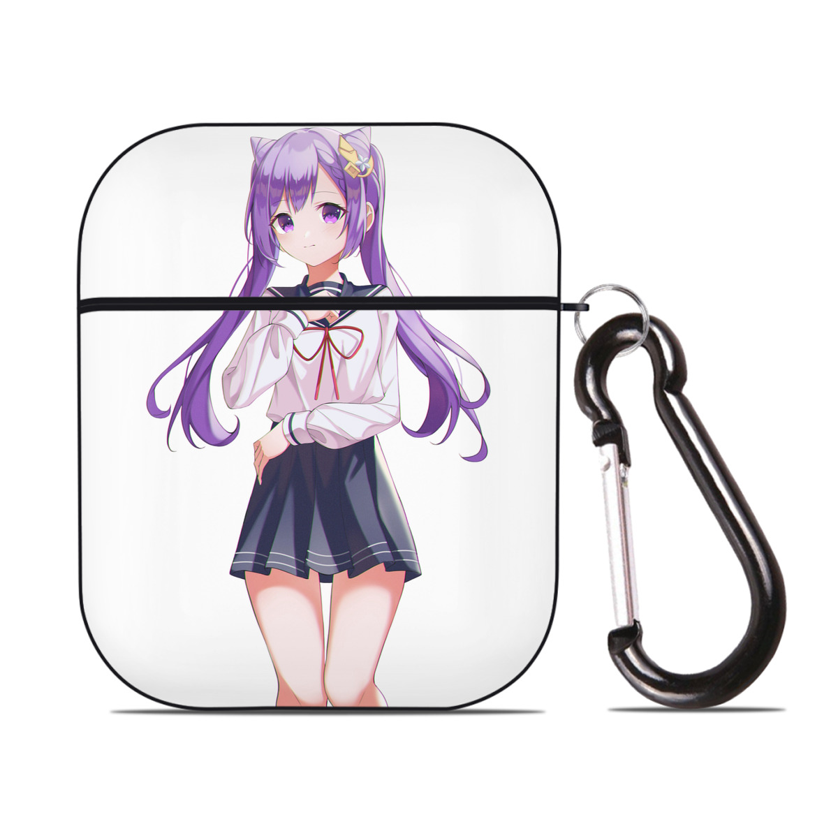 げんし神 刻晴 こくせい genshin Kokusei AirPods 第2世代保護ケース ハードシェル ブラック 耐衝撃・防指紋・カラビナ付き