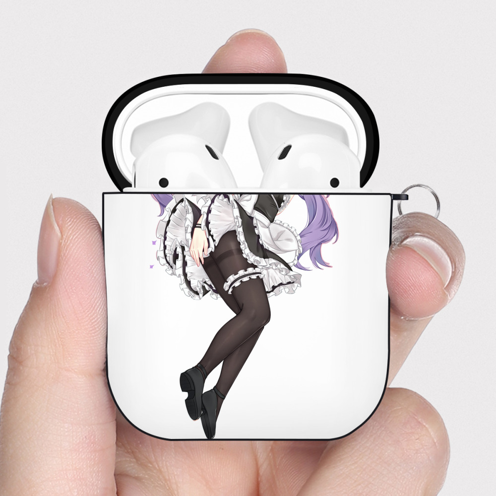 げんし神 刻晴 こくせい genshin Kokusei AirPods 第2世代保護ケース ハードシェル ブラック 耐衝撃・防指紋・カラビナ付き