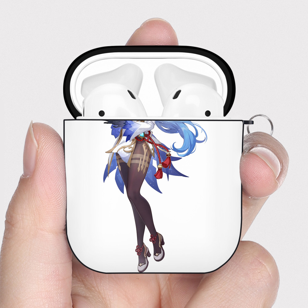 げんし神 甘雨 かんう genshin Ganyu AirPods 第2世代保護ケース ハードシェル ブラック 耐衝撃・防指紋・カラビナ付き