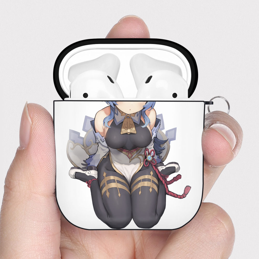 げんし神 甘雨 かんう genshin Ganyu AirPods 第2世代保護ケース ハードシェル ブラック 耐衝撃・防指紋・カラビナ付き