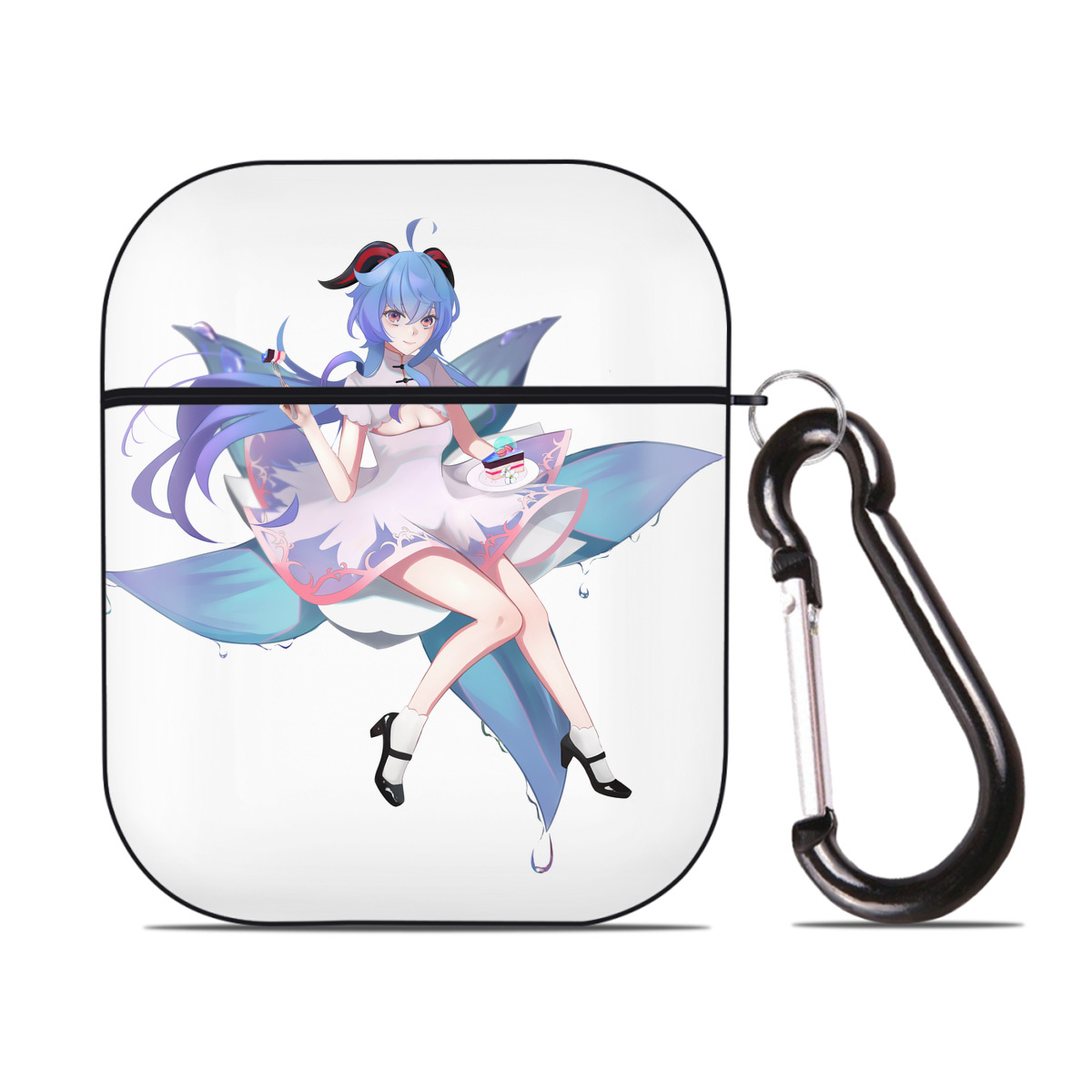 げんし神 甘雨 かんう genshin Ganyu AirPods 第2世代保護ケース ハードシェル ブラック 耐衝撃・防指紋・カラビナ付き