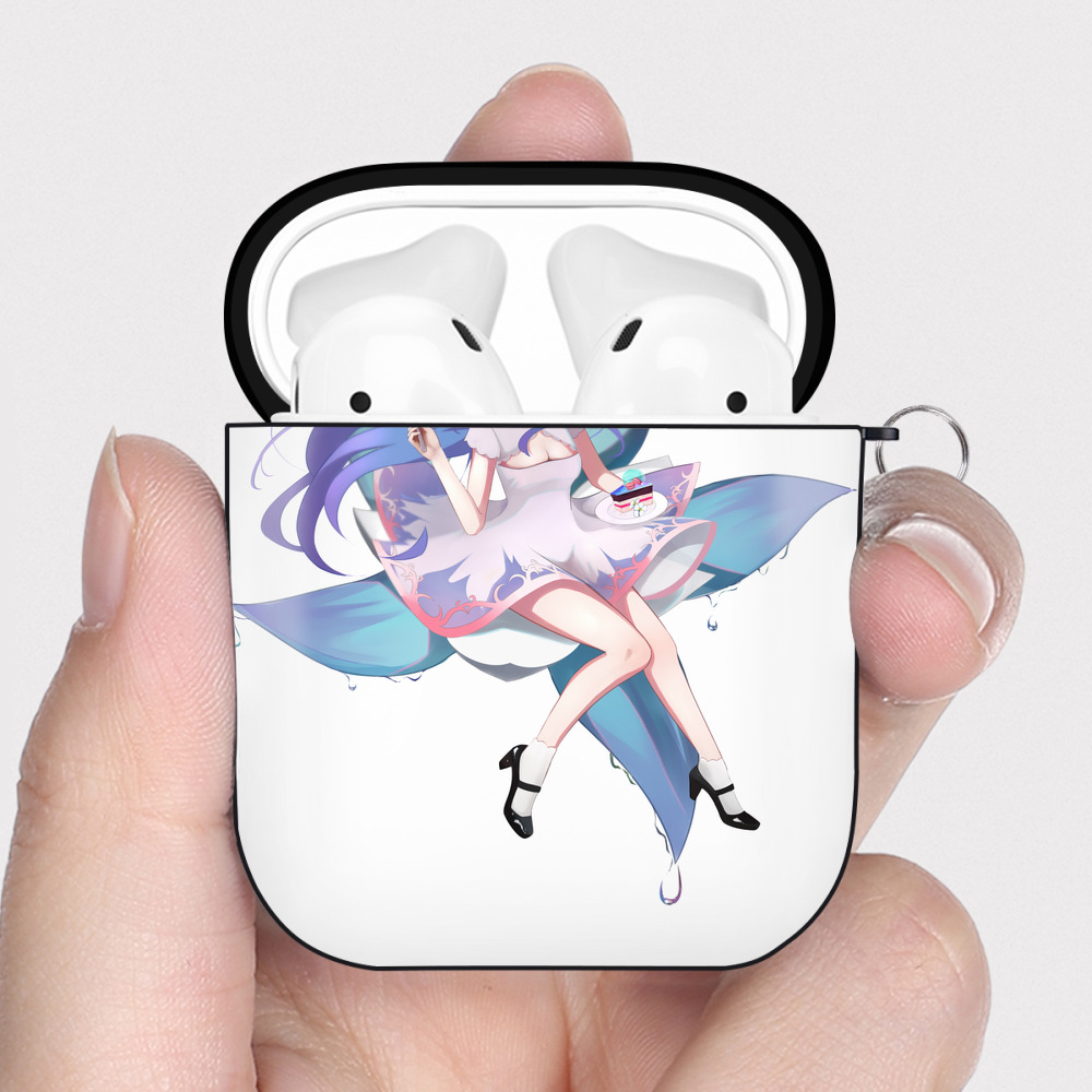 げんし神 甘雨 かんう genshin Ganyu AirPods 第2世代保護ケース ハードシェル ブラック 耐衝撃・防指紋・カラビナ付き