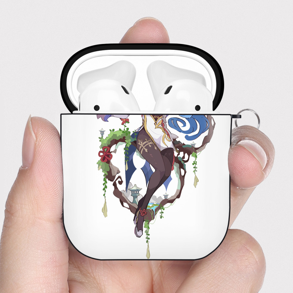 げんし神 甘雨 かんう genshin Ganyu AirPods 第2世代保護ケース ハードシェル ブラック 耐衝撃・防指紋・カラビナ付き