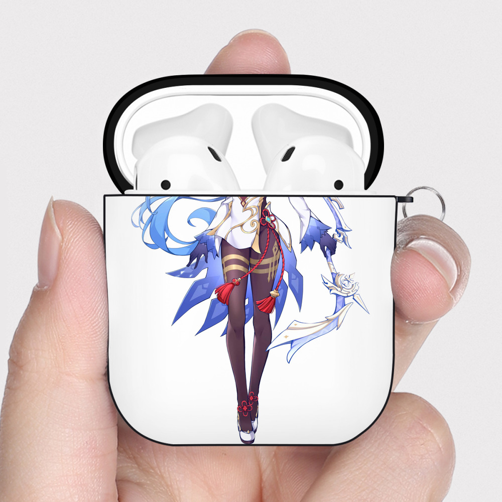 げんし神 甘雨 かんう genshin Ganyu AirPods 第2世代保護ケース ハードシェル ブラック 耐衝撃・防指紋・カラビナ付き