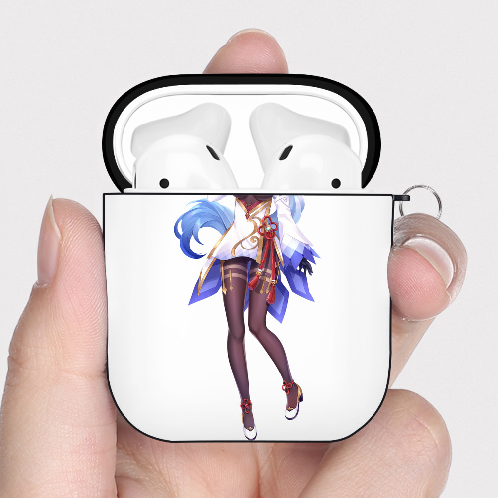 げんし神 甘雨 かんう genshin Ganyu AirPods 第2世代保護ケース ハードシェル ブラック 耐衝撃・防指紋・カラビナ付き