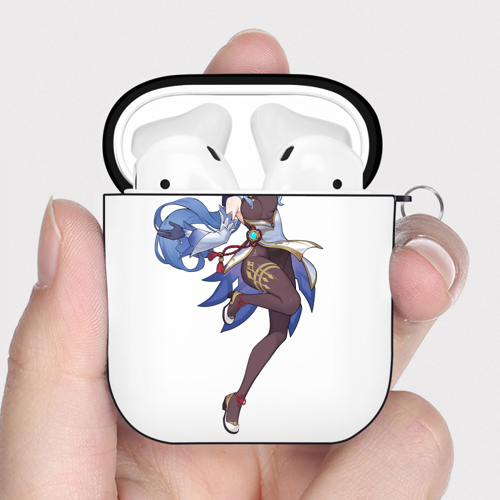 げんし神 甘雨 かんう genshin Ganyu AirPods 第2世代保護ケース ハードシェル ブラック 耐衝撃・防指紋・カラビナ付き